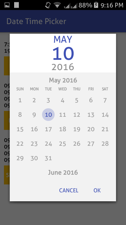 Android Material Datetime picker example