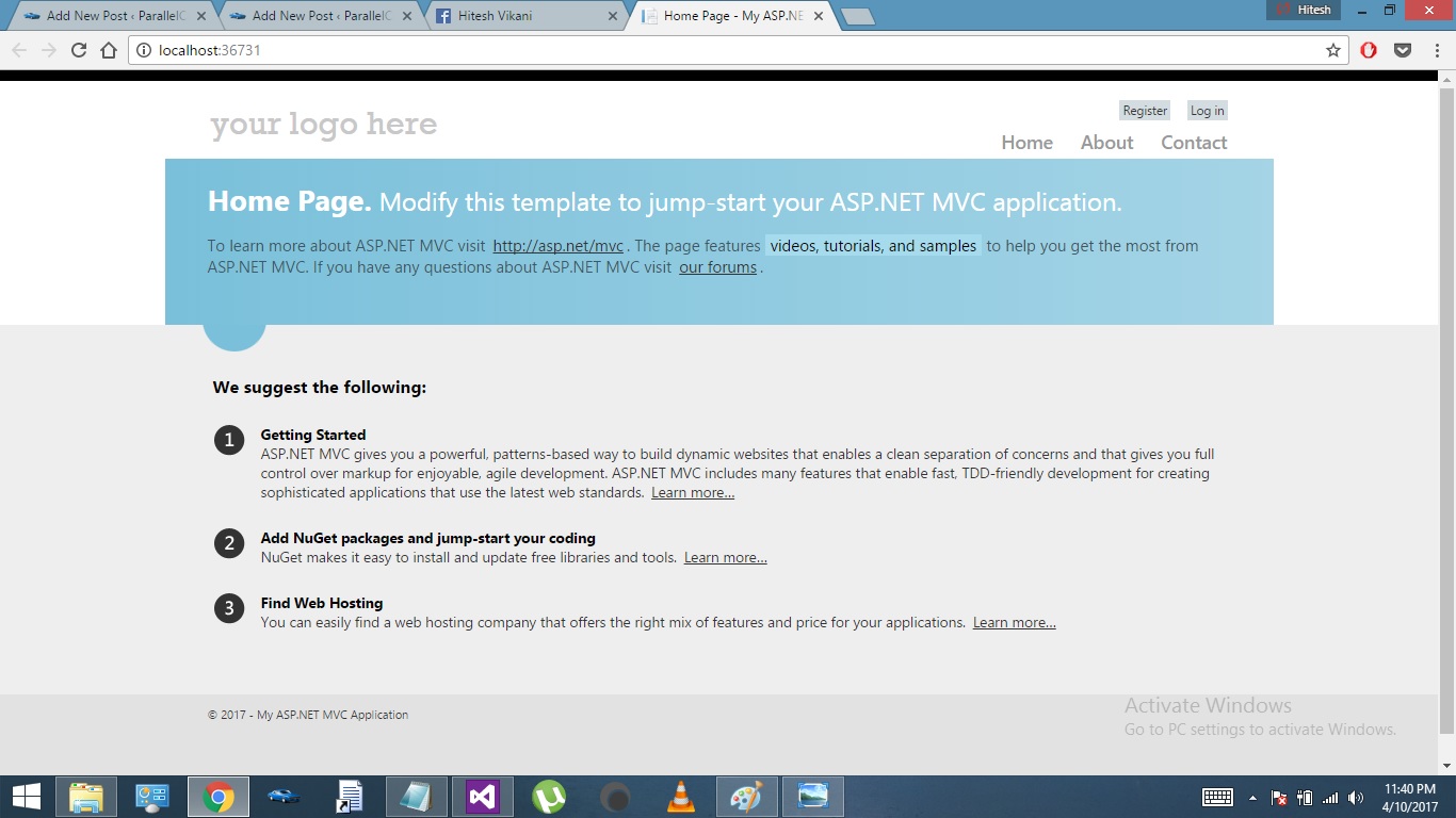 ASP.NET MVC Getting started - Browser run image