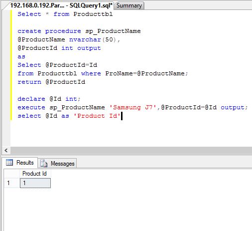 SQL Server - Stored Procedure returning output - ParallelCodes