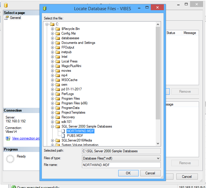 Northwind Veritabanını SQL Management Studio sql select'e Kurun ve Ekleyin