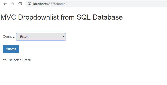 Populate ASP.NET MVC Dropdownlist from Database - Page UI Design