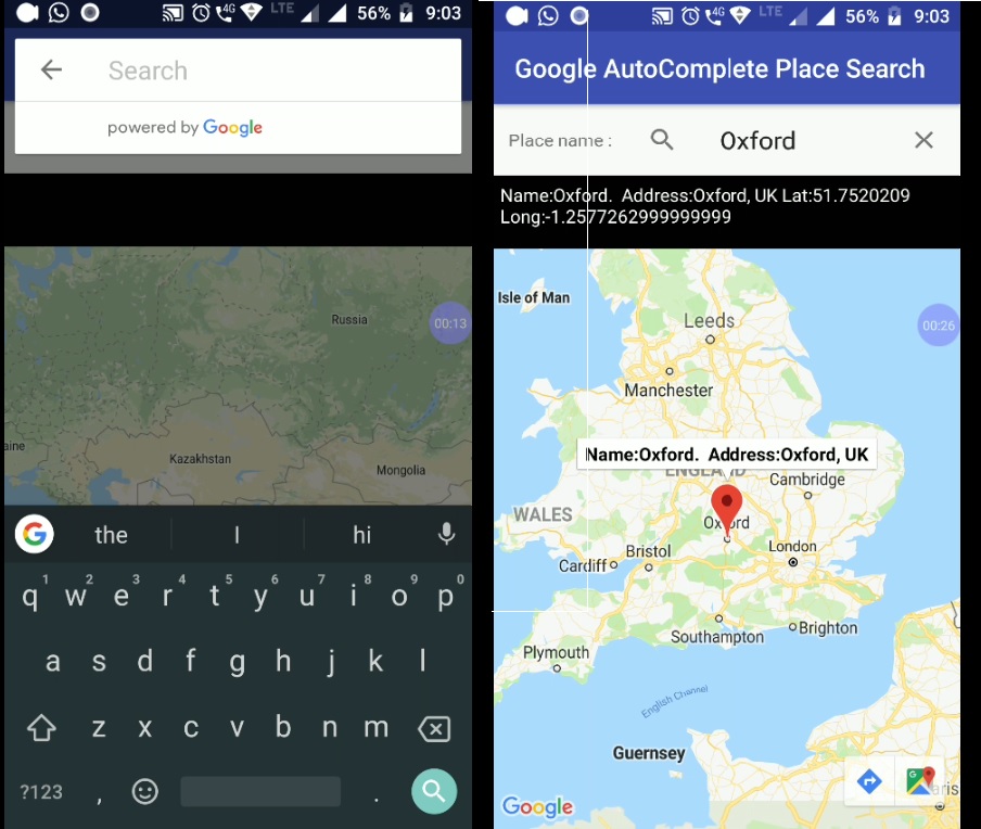 Android Google Map Add AutoComplete Place search 01 