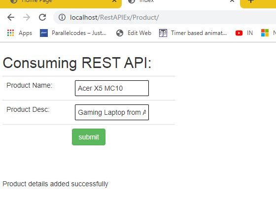 Using Web service REST API in ASP.NET MVC forms 02