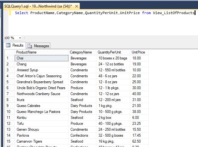 MS-SQL Database - Northwind JQuery datatable