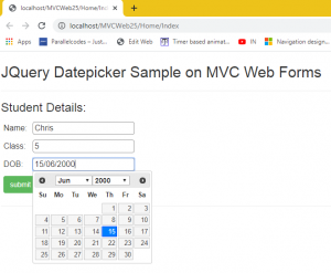 ASP.NET MVC - Using JQuery Datepicker - ParallelCodes