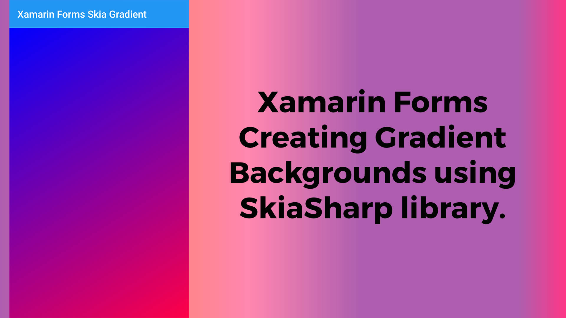 Bạn đang tìm kiếm một cách mới lạ để tạo nên các nền tảng độc đáo cho ứng dụng của mình? Hãy xem hình ảnh liên quan đến Xamarin Forms SkiaSharp Gradient Backgrounds. Với SkiaSharp, bạn có thể tạo ra các hiệu ứng màu sắc độc đáo và tùy chỉnh theo ý muốn.