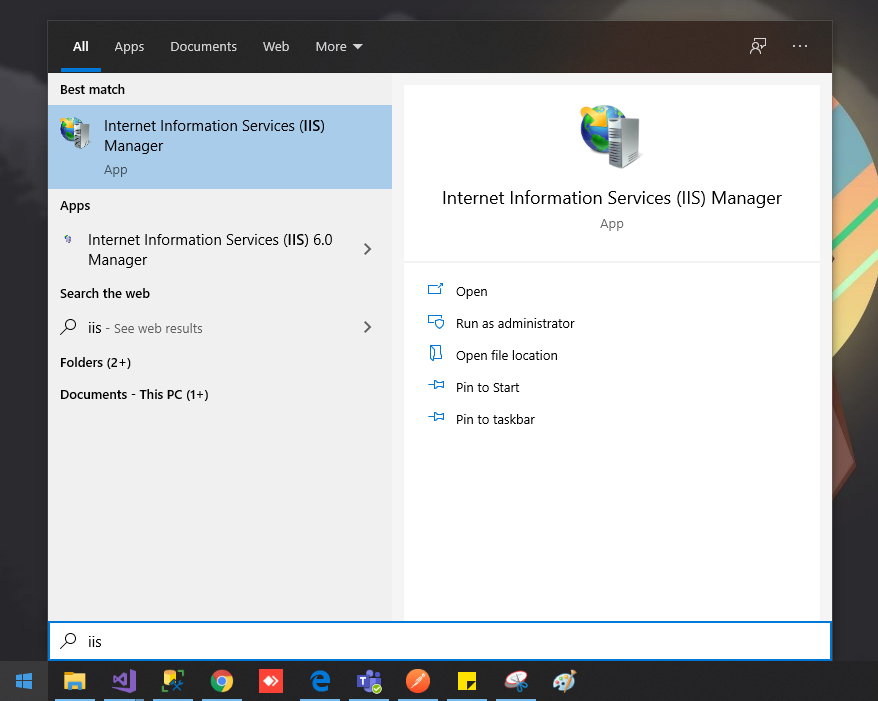 iis manager windows 10