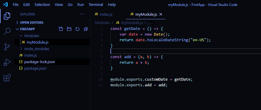 how to create modules in node js